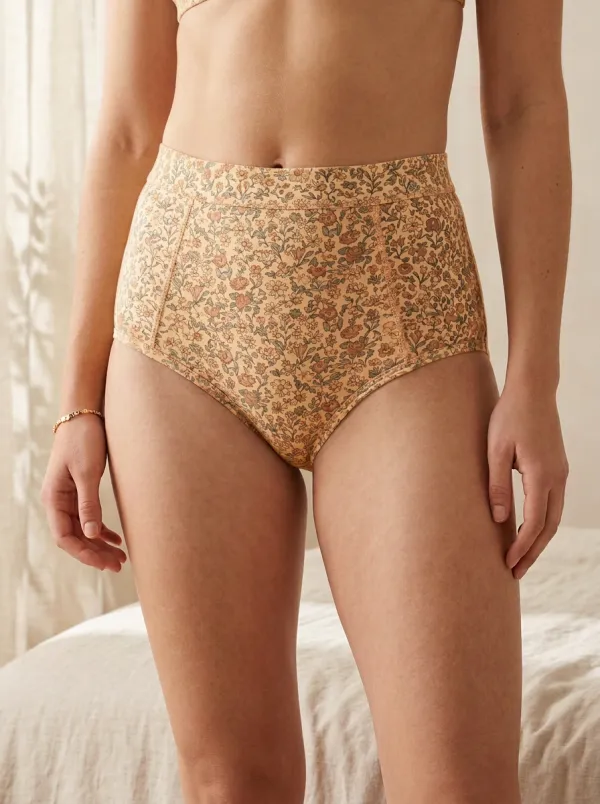 Women's Cottagecore Floral Pattern Printed High-Waisted Panties