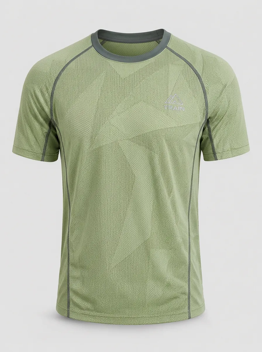 Men's Fitness Breathable Geometric Pattern Printed T-shirt