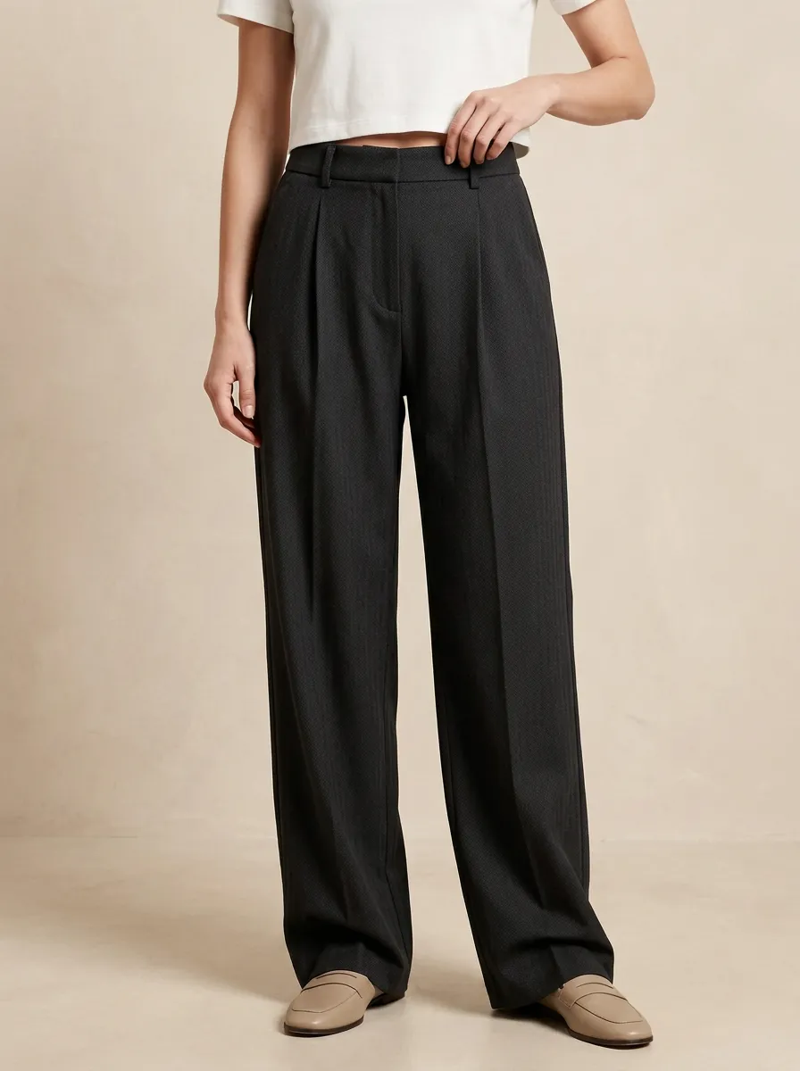Classic Wide-Leg Pleated Women's Wide-Leg Pants