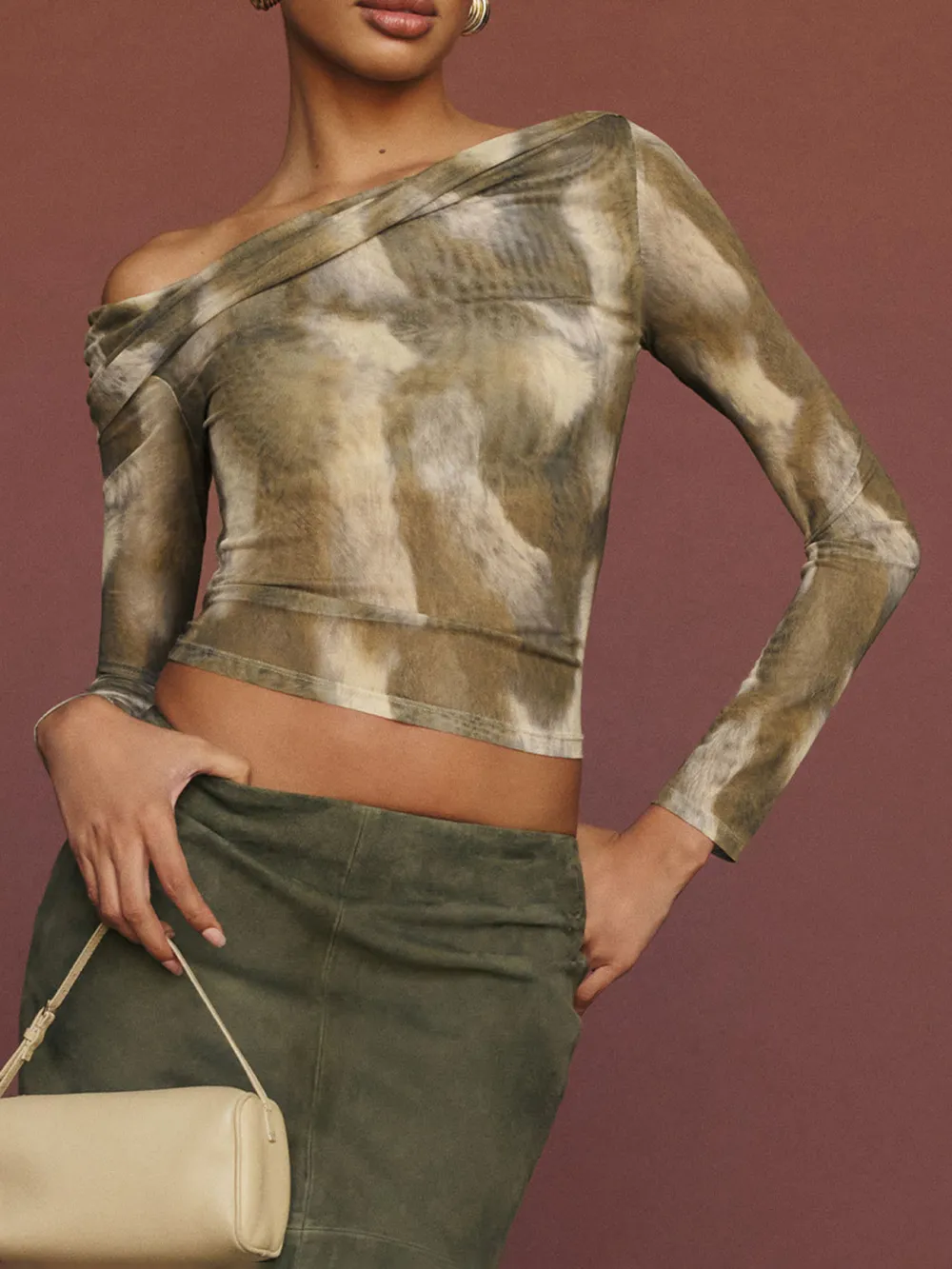 Off Shoulder Long Sleeve Knit Top