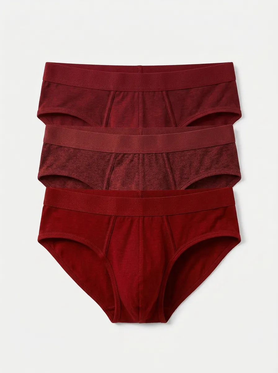 Men's Basic Solid Color Cotton Briefs Underwear Set