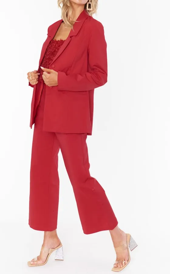 Red Wide Leg Tailored Blazer Set