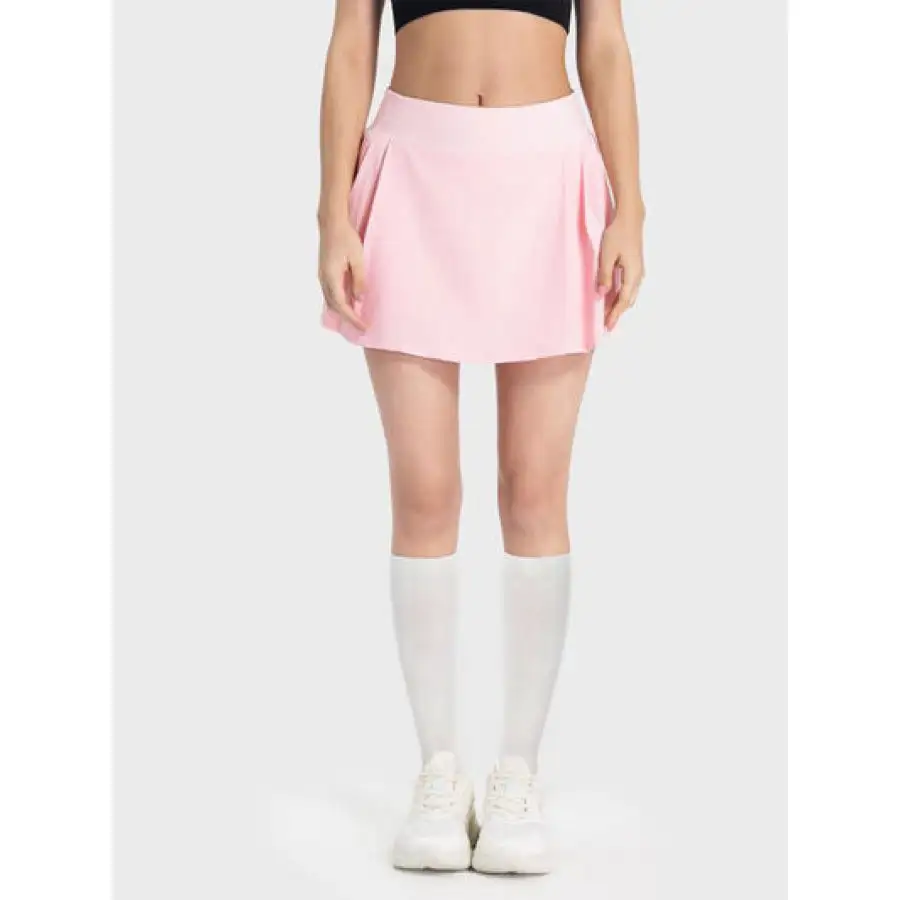 Pleated Detail Mid-rise Waist Active Skirt