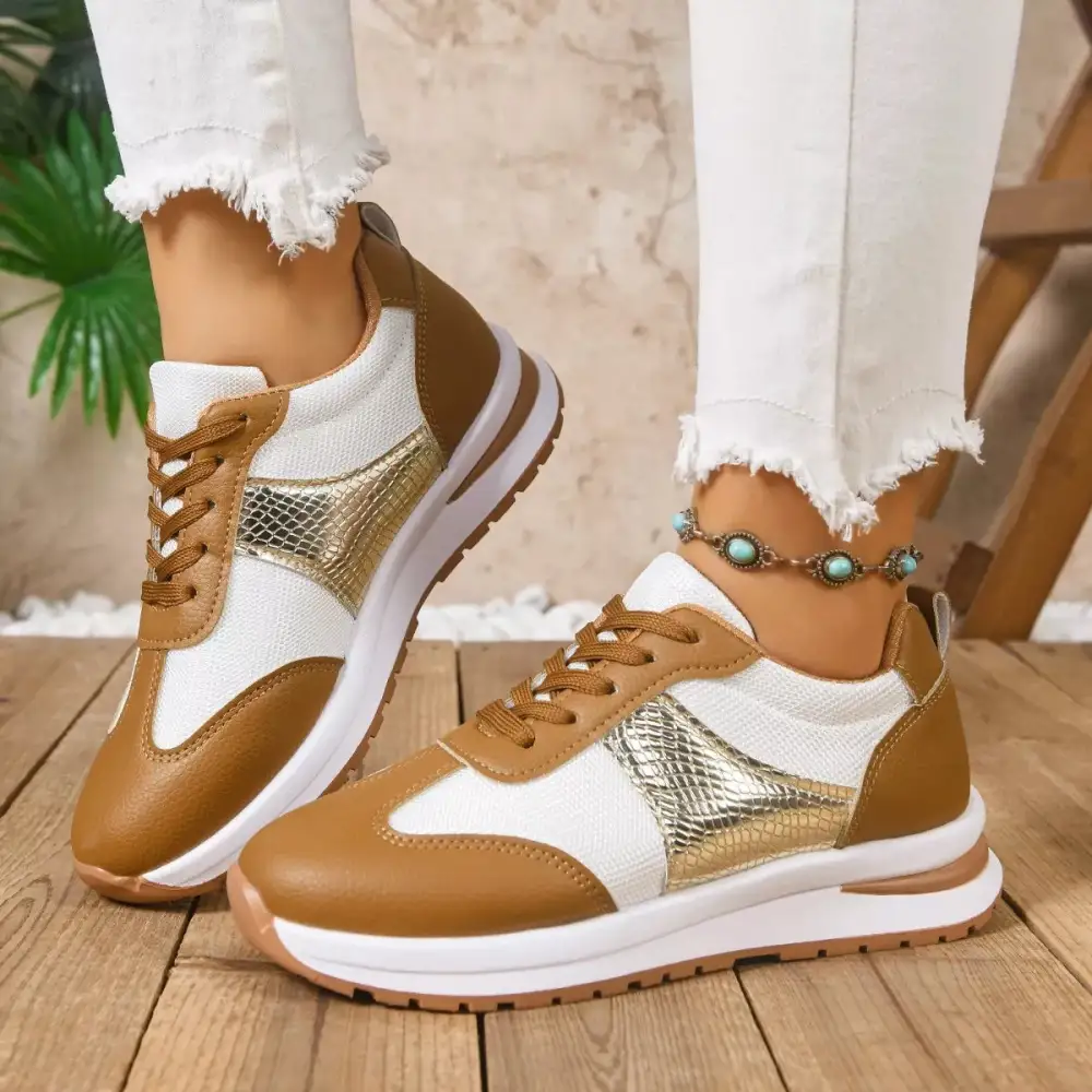 Versatile Round Toe Lace-Up Sneakers