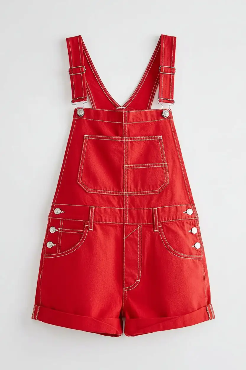 Scarlet Wide Strap Denim Overall Shorts