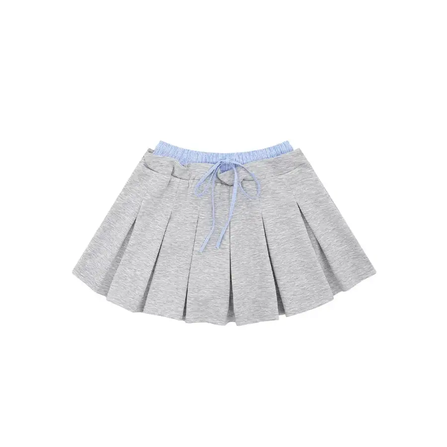 Drawstring Pleated Mini Skirt