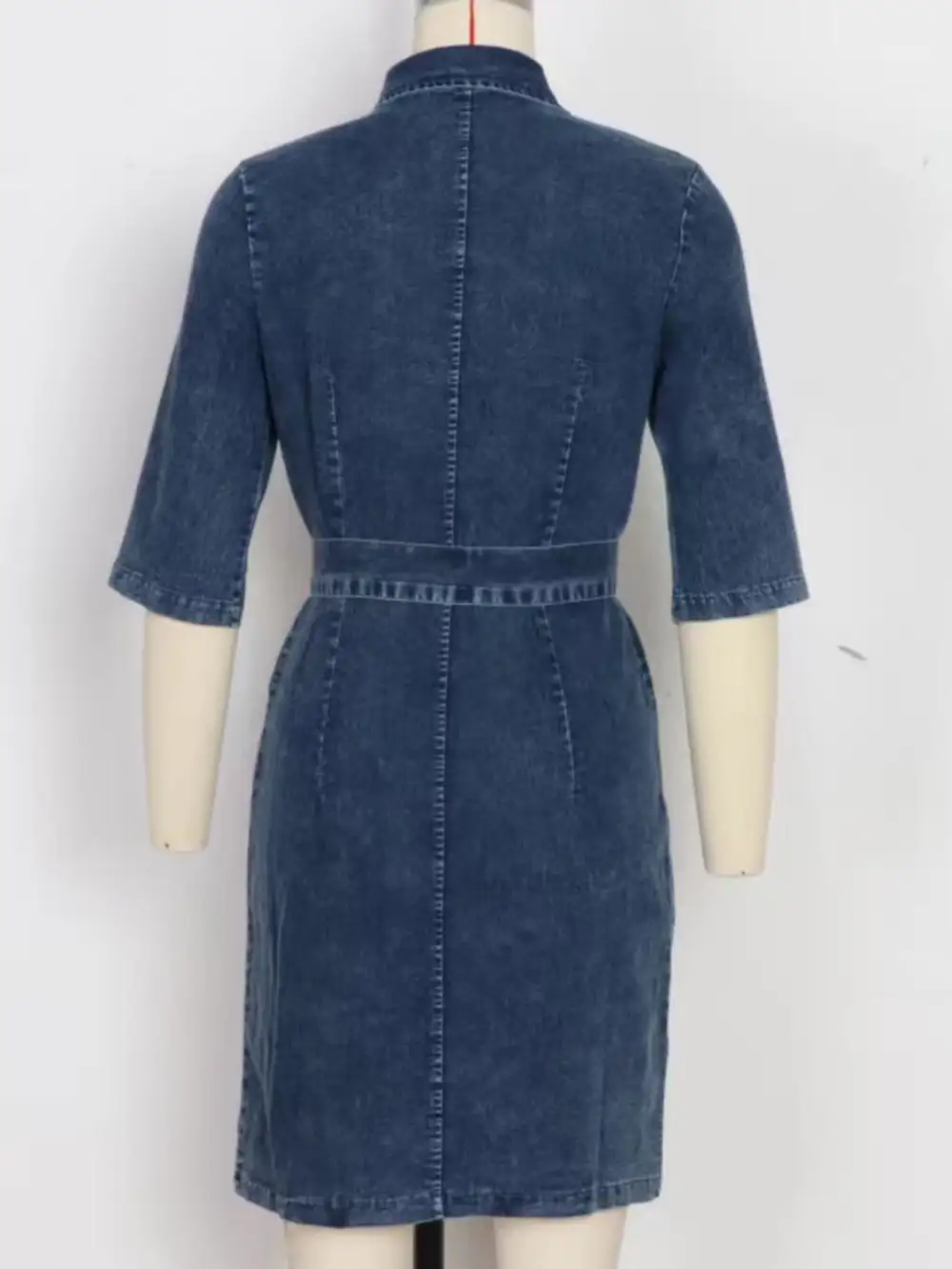Comfort Fit Denim Zip Front Short Sleeve Dress