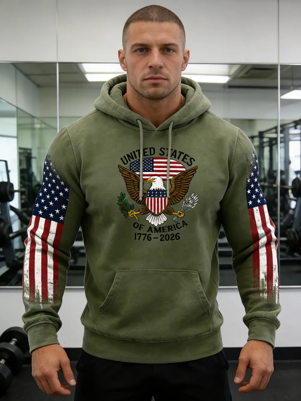 USA 250Th Anniversary ✦ Final Clearance Sale UNITED STATES OF AMERICA Embroidery Pattern Patchwork Hooded Sweatshirt