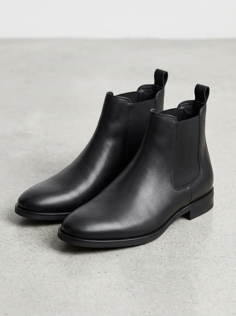 Men's Black Minimalist Design Chelsea Work Boots with a Relaxed Profile