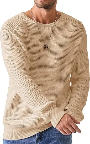 🧶 Men’s Waffle Knit Crewneck Sweater – Effortless Warmth. Everyday Style.
