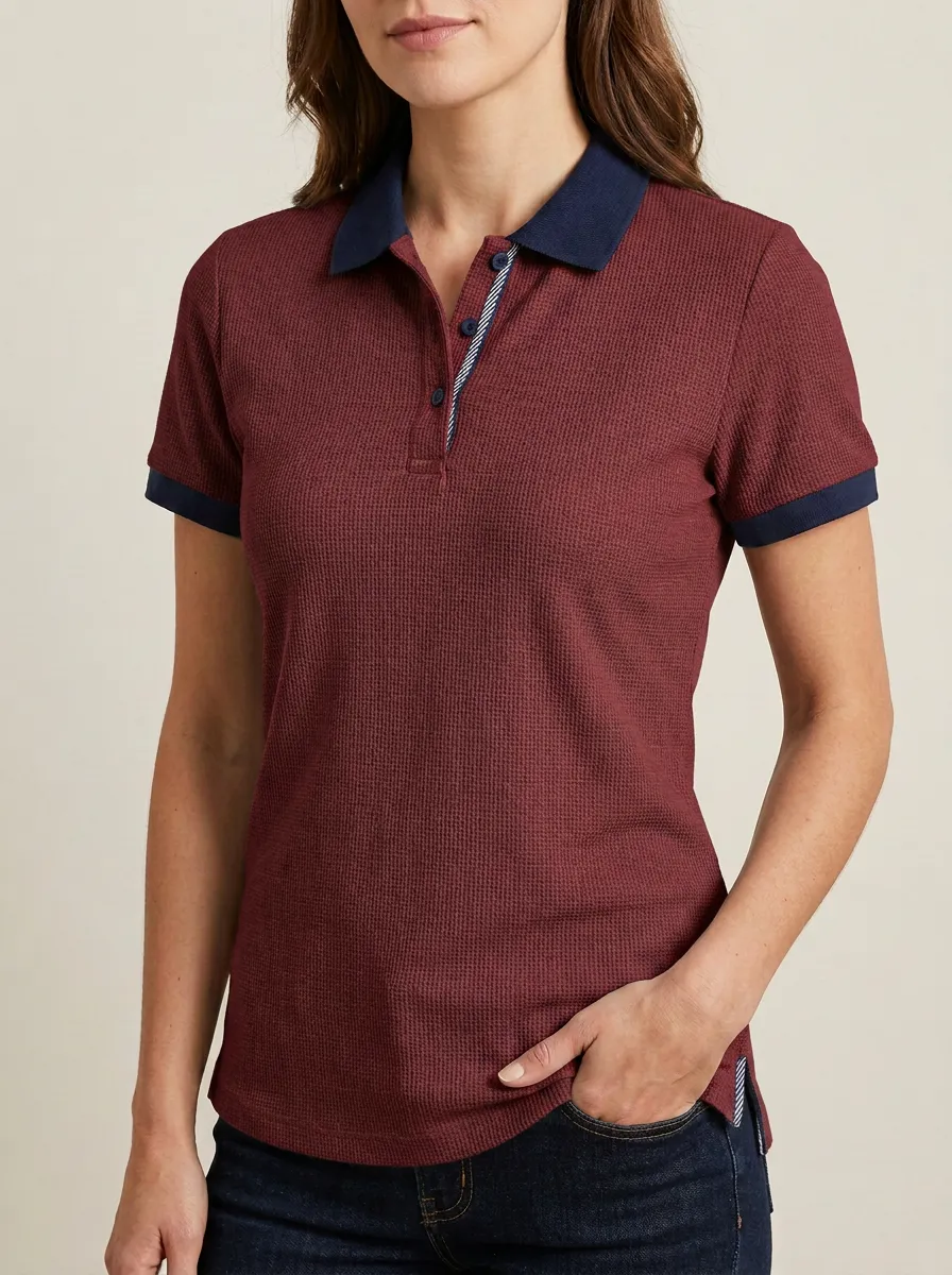 Women's Waffle-Knit Polo Shirt