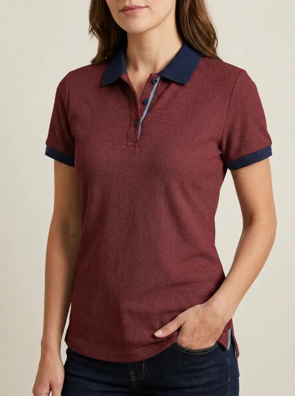Women's Waffle-Knit Polo Shirt