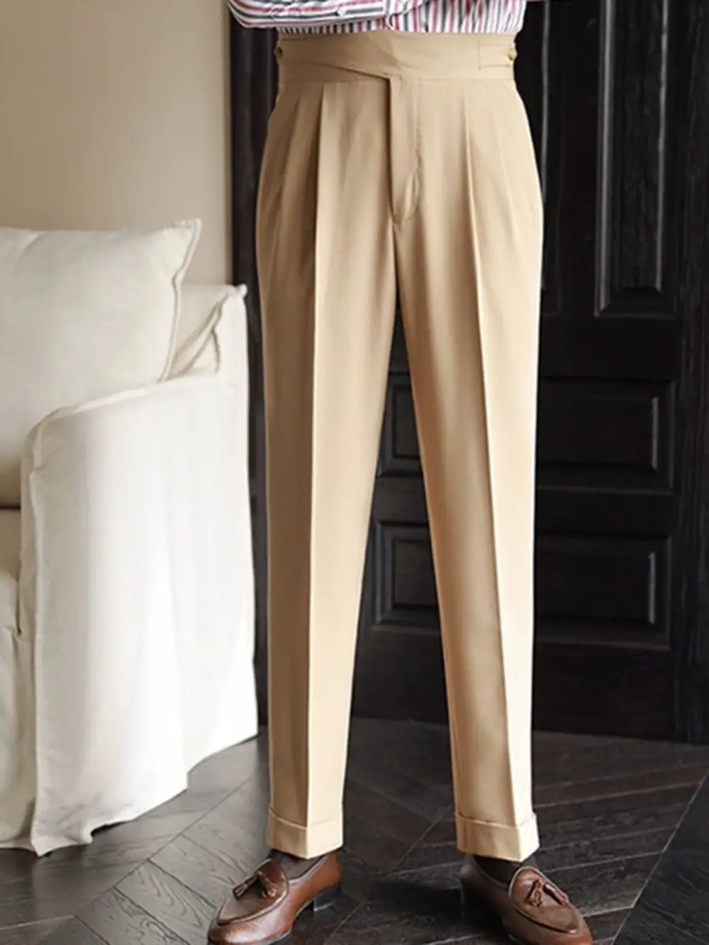 Men's Pleated Wide Leg Dress Pants