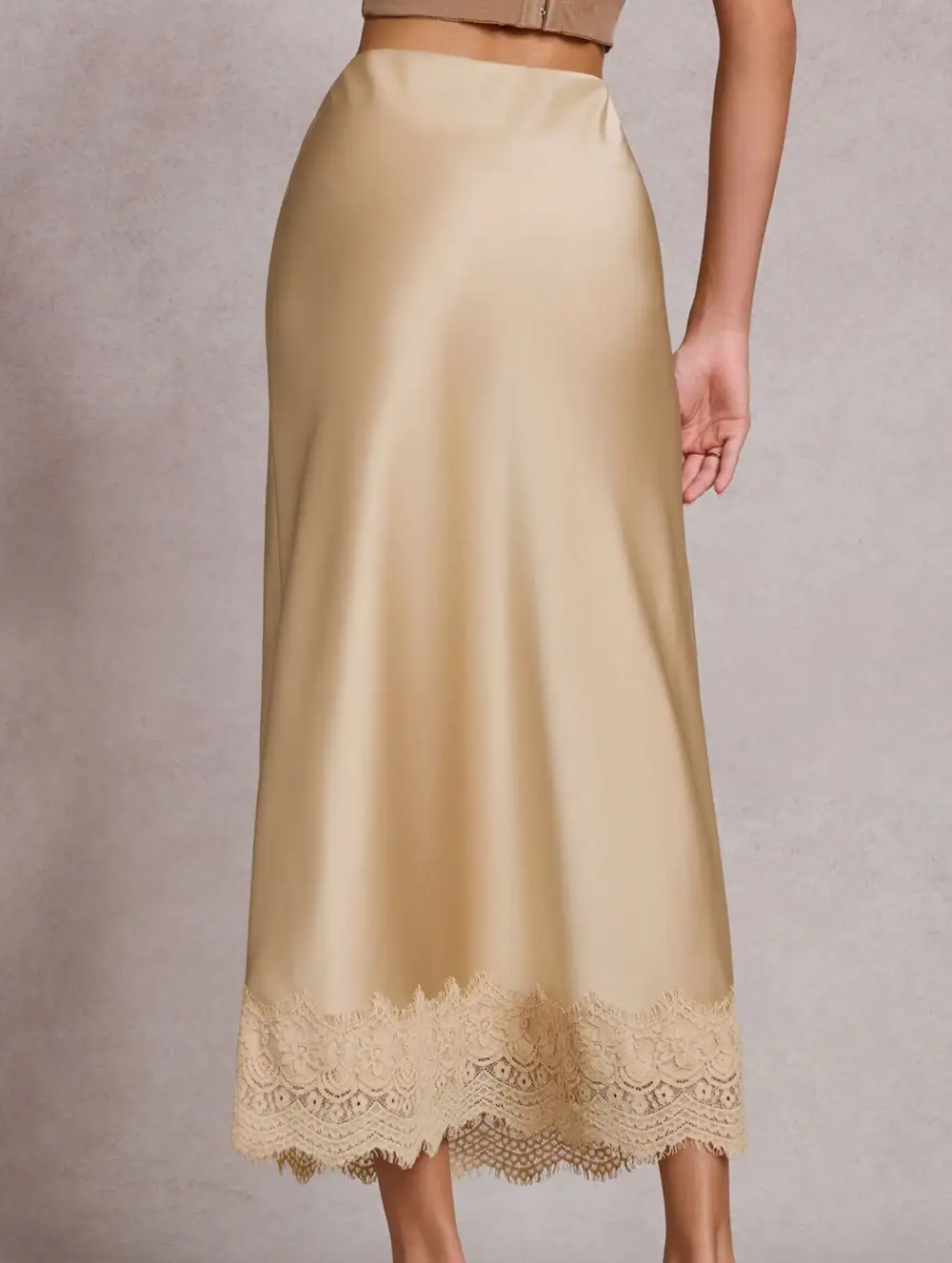 Lace Satin High Waist Bodycon Skirt