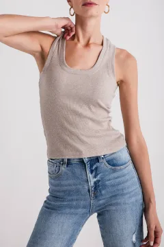 Rib Tank - Heather Taupe