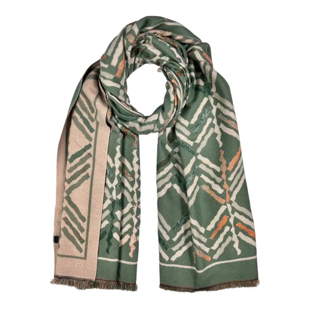 Arrow Pattern Reversible Fringed Scarf