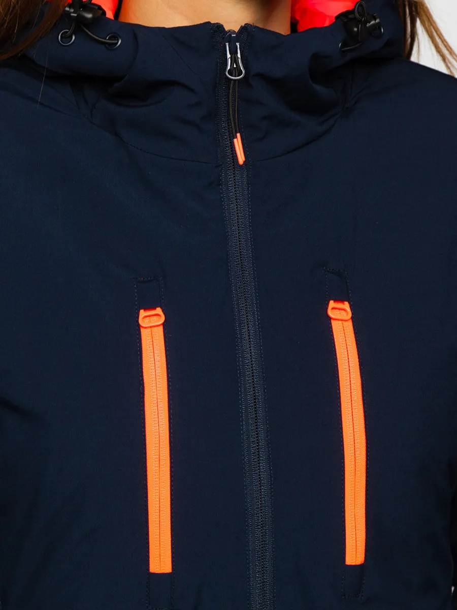 Dark blue women's winter ski jacket