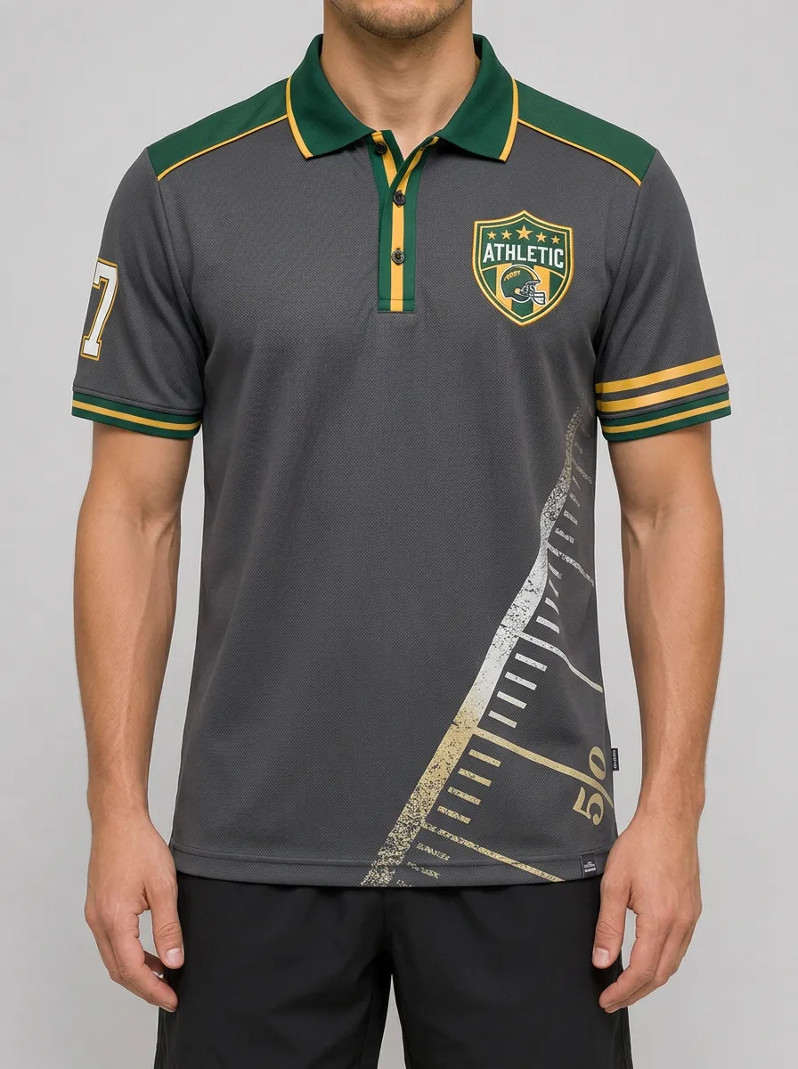Men's Football Shield Graphic Polo Shirts
