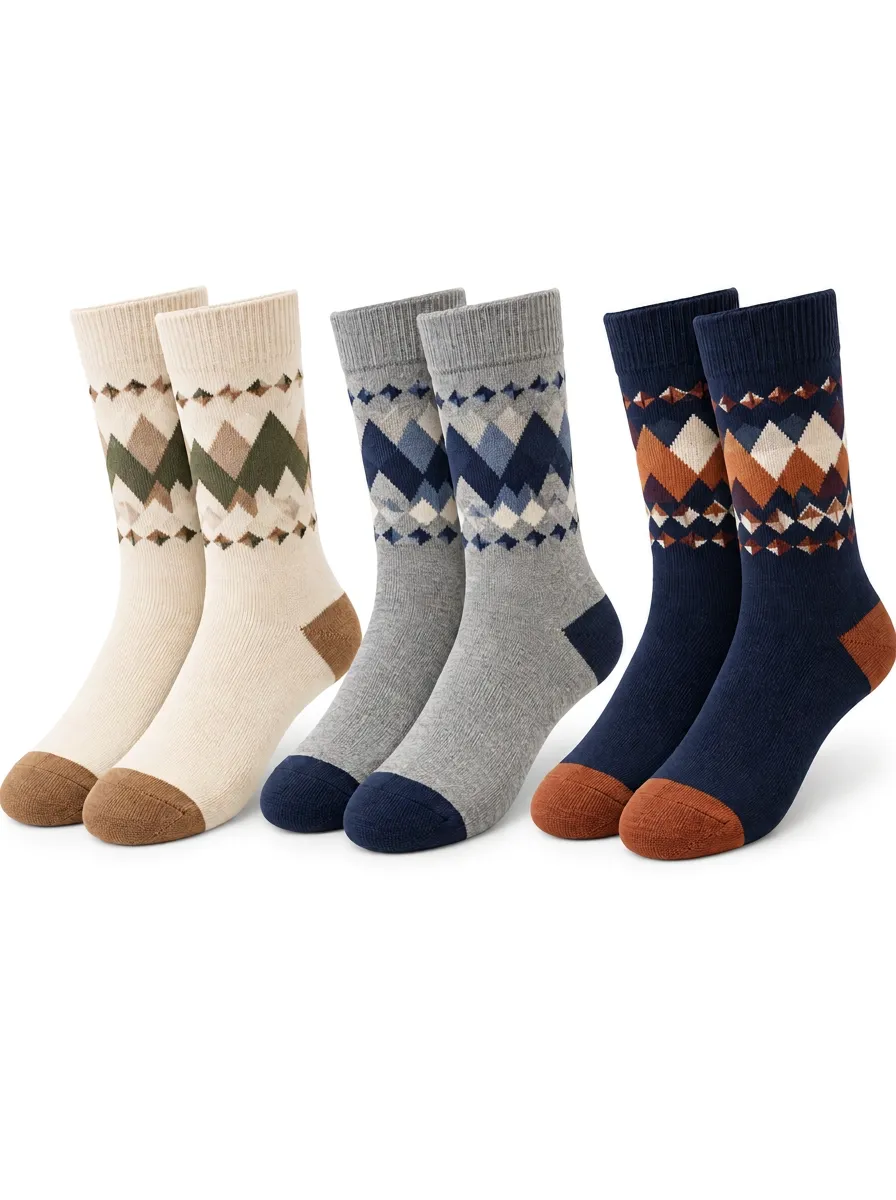 Unisex Traditional Inspired Argyle Diamond Crew Sock Multipack