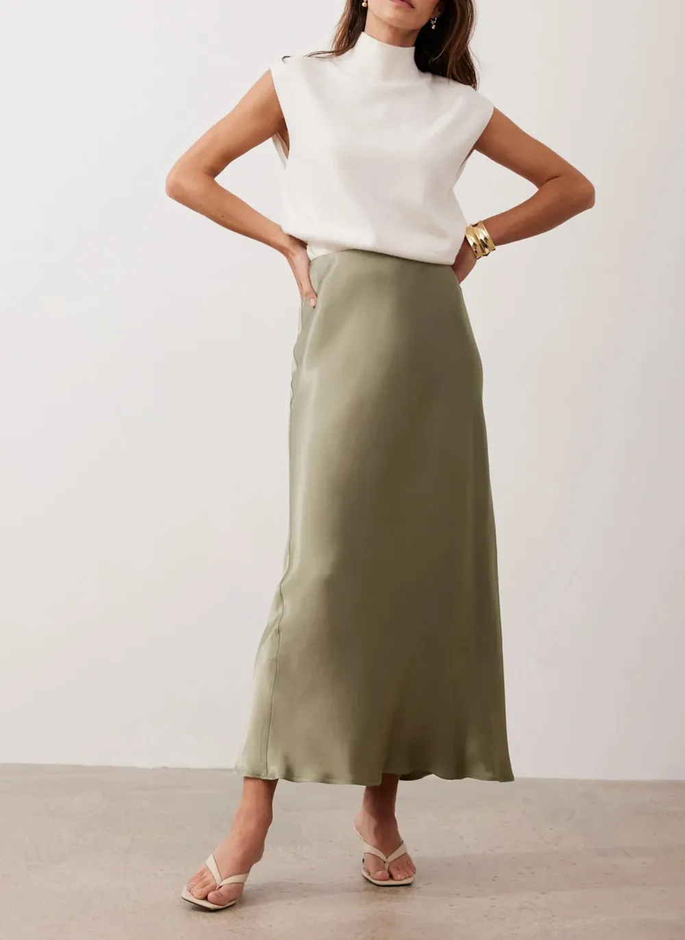 Casual Style Satin Slip Skirt