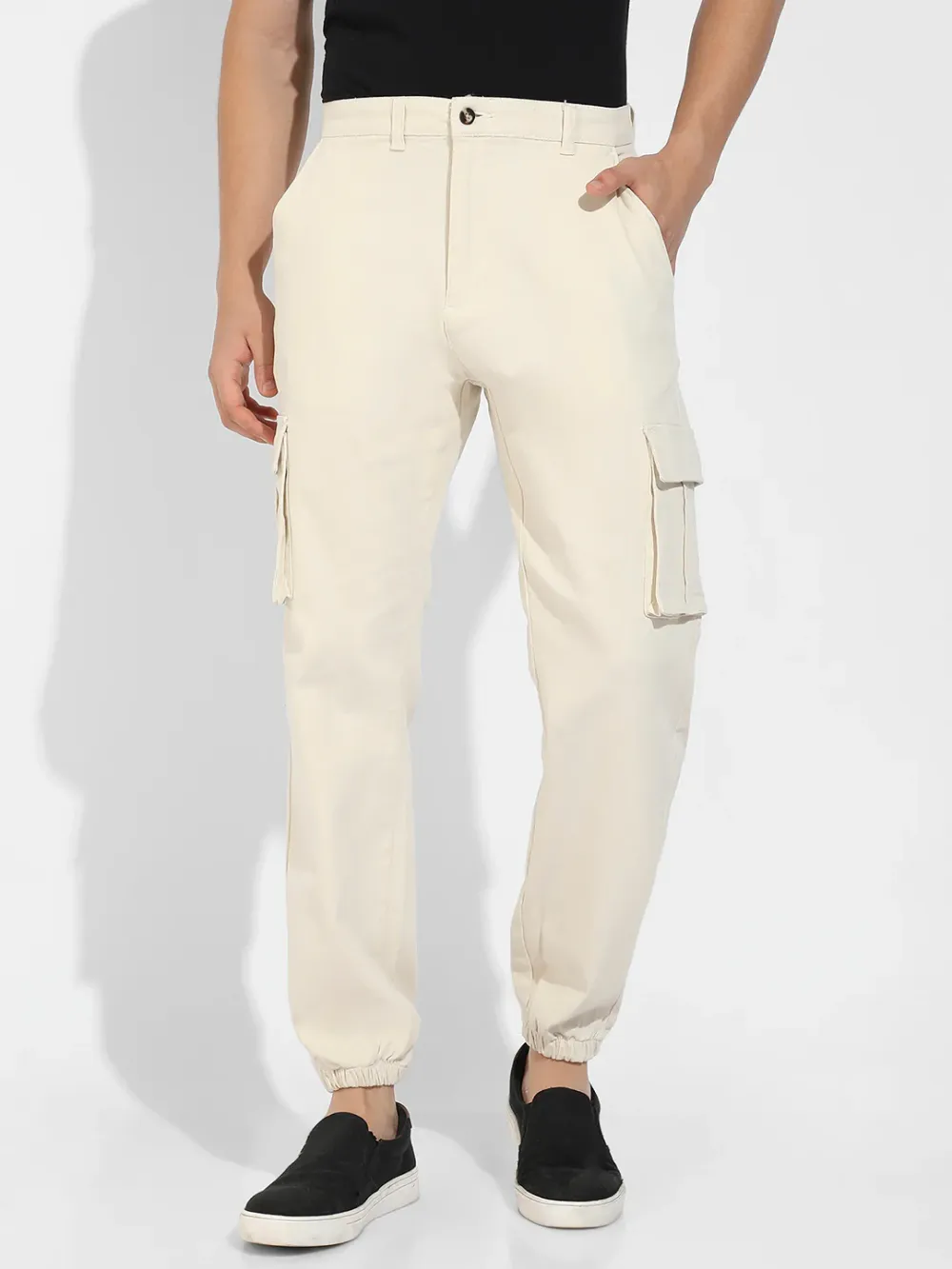 Yellow Mid Rise Cargo Trousers