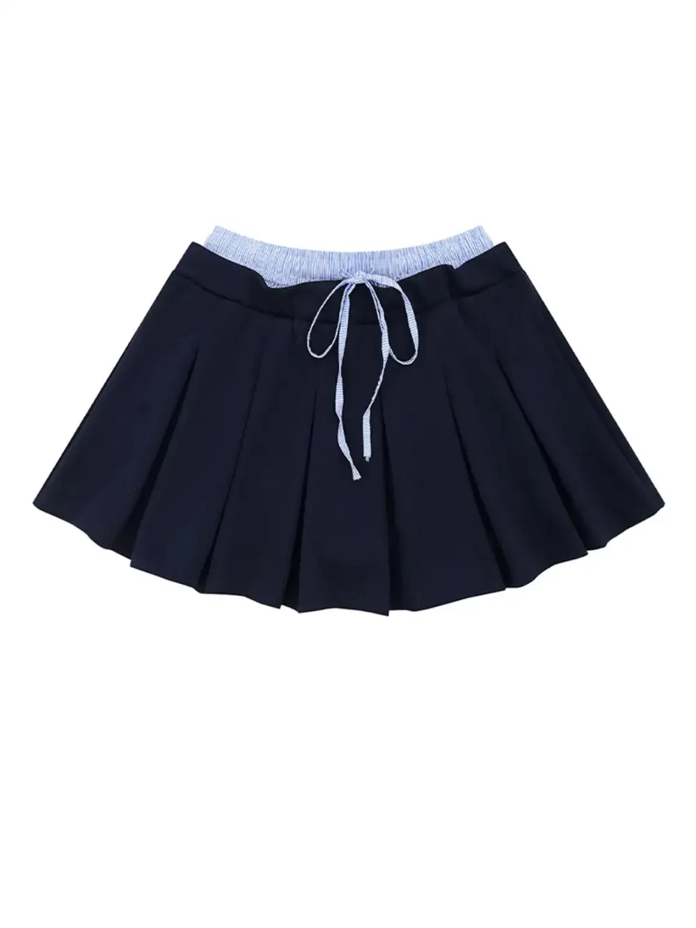 Textured Pleated Drawstring Skirt
