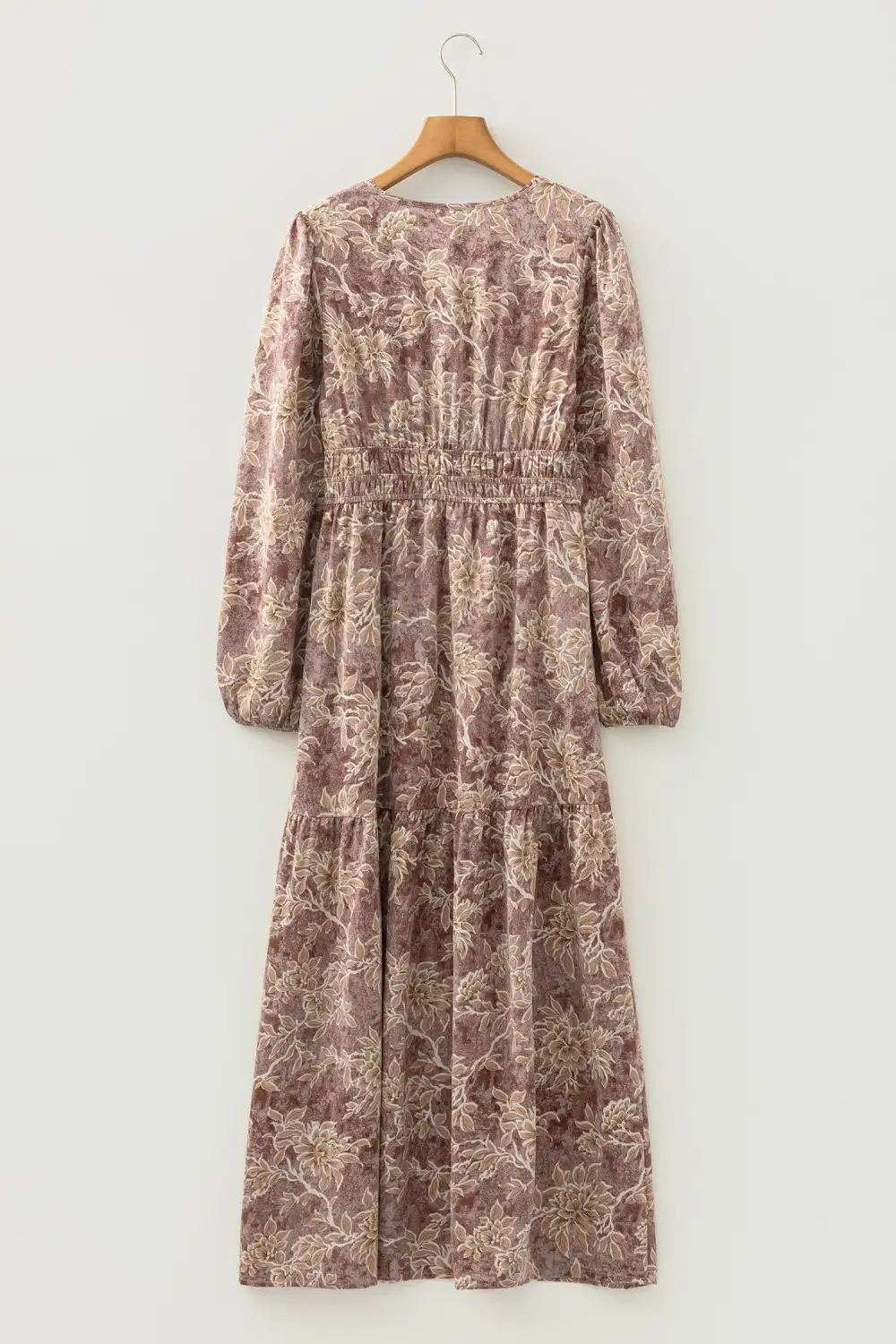 Finish Floral Printed Smocked Maxi Dress