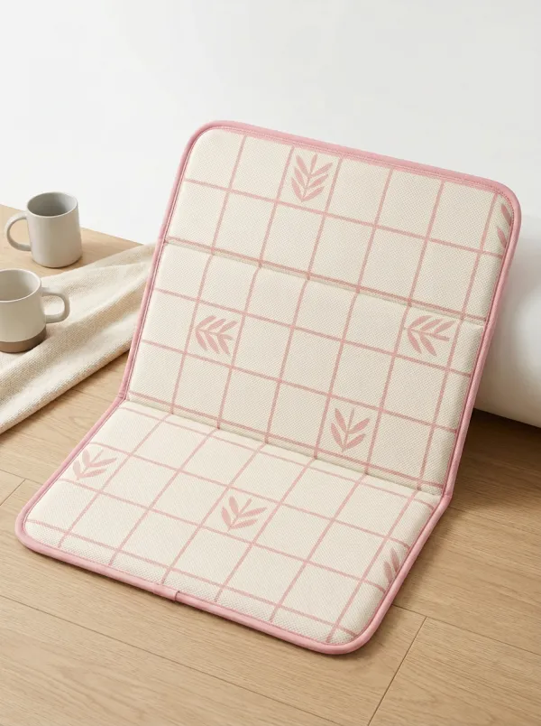 Minimalist Sage Green Leaf Grid Pattern Cooling Mat