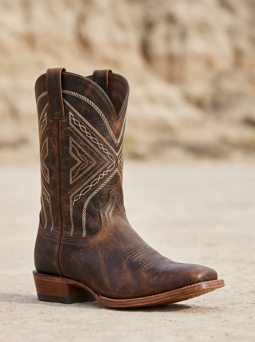 Men's Western Cowboy Geometric Embroidered Cowboy Boots