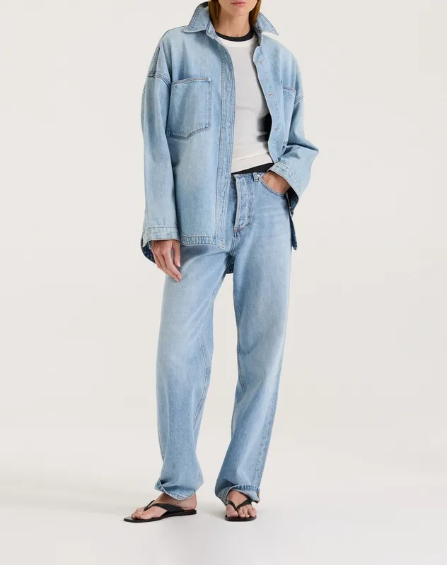Light Wash Oversized Denim Shirts
