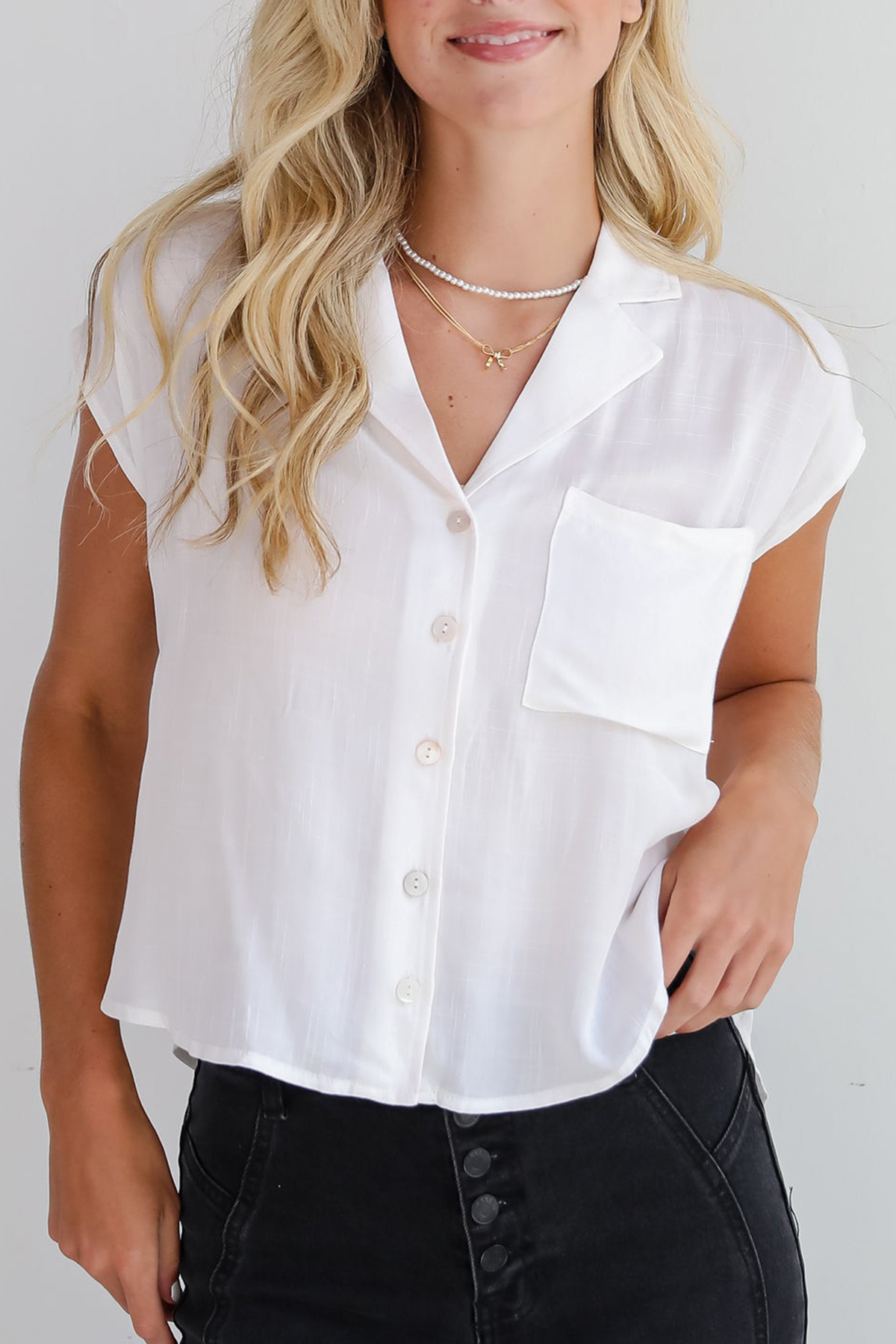 Seriously Cute Off White Blouse