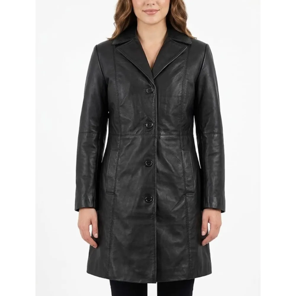 Mid Length Sheepskin Trench Coat