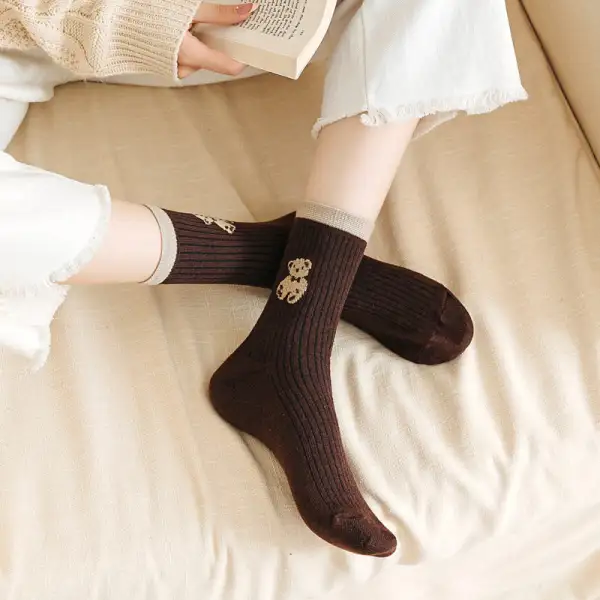Bear Pattern Mid-Calf Socks