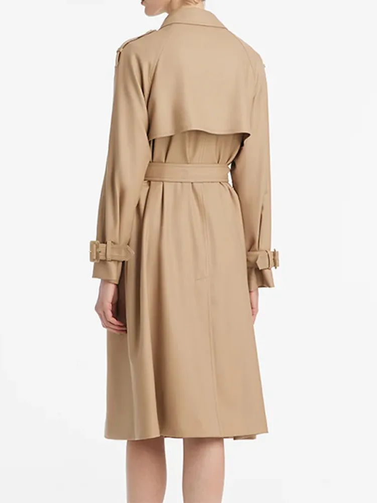 Wool Lapel Women Trench Coat