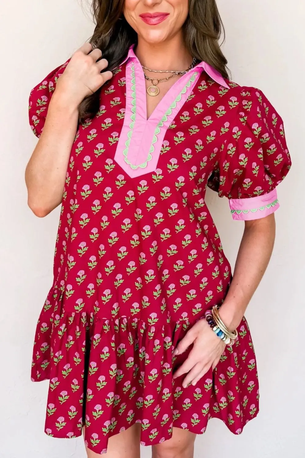 Print Ruffle Hem Mini Dress