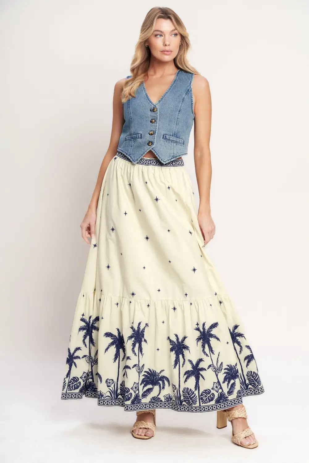 Sequin Elastic Waist Maxi Skirt