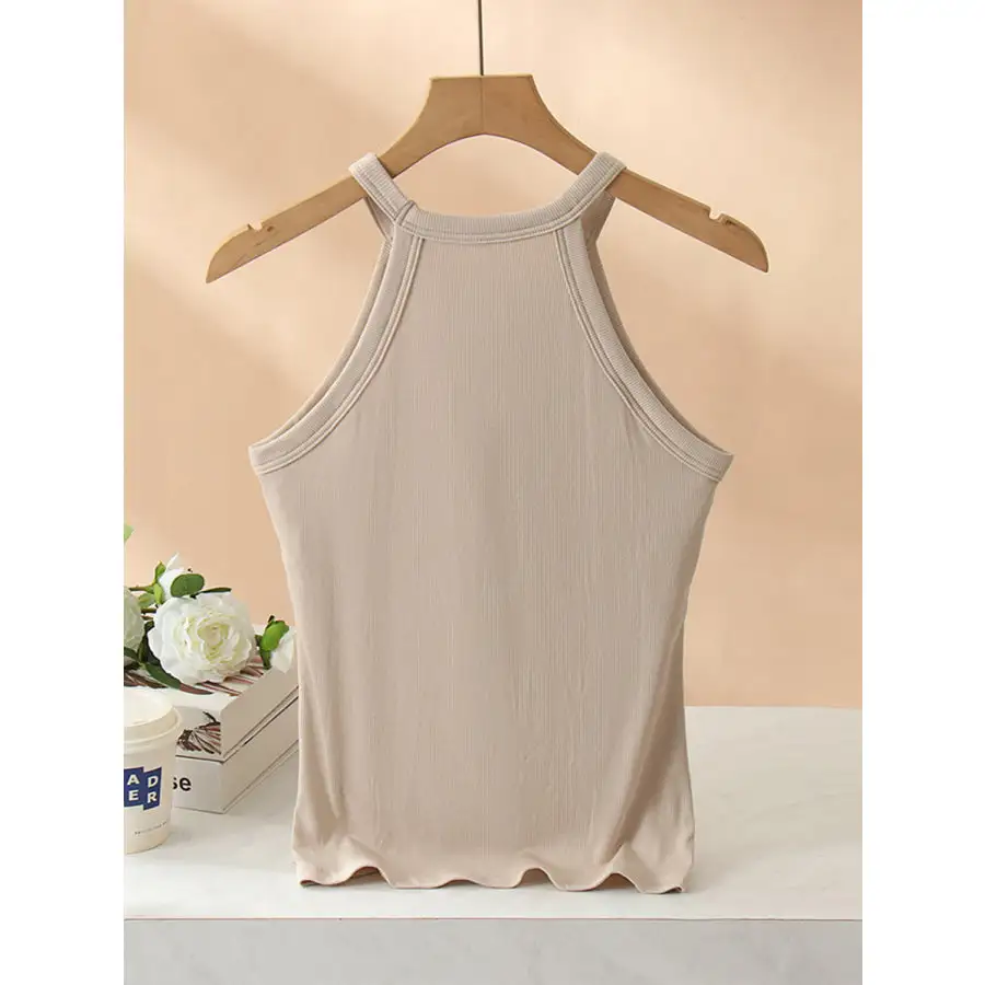 Grecian Neck Tank With Chest Pads