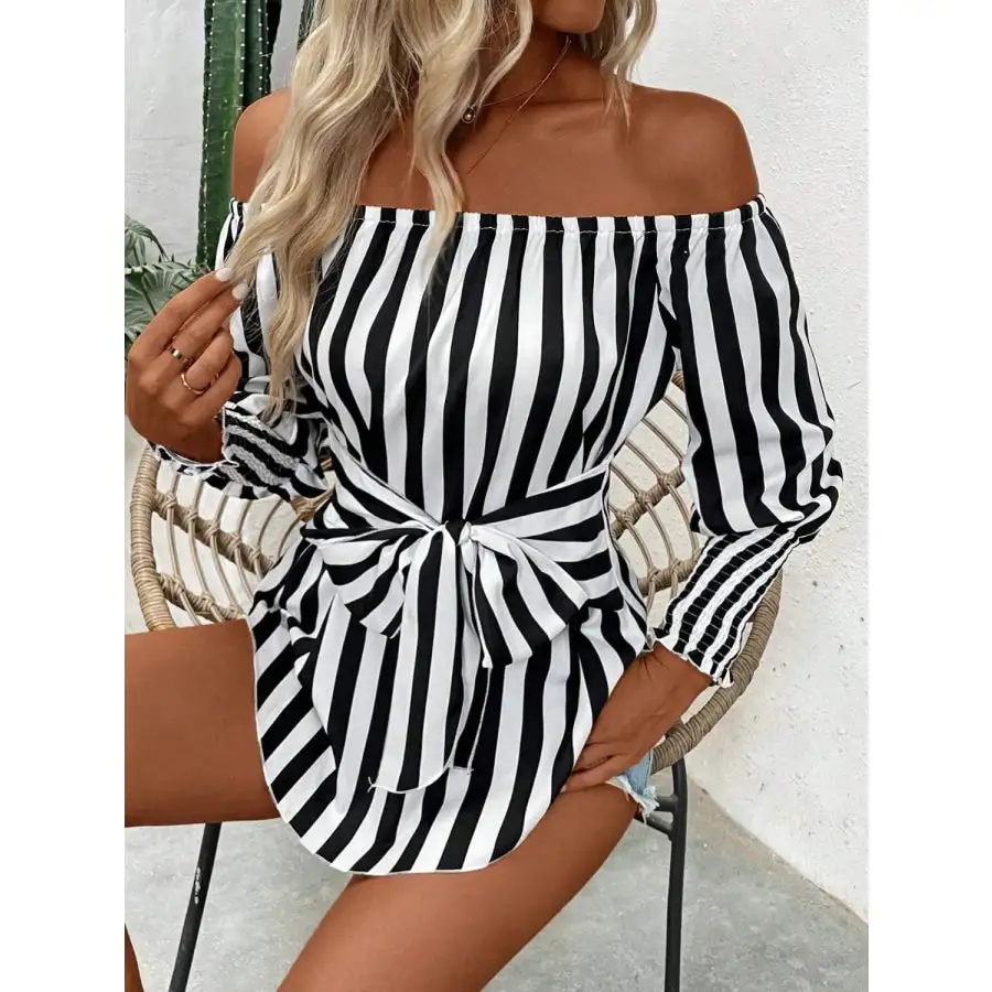 Off-shoulder Long Sleeve Blouse
