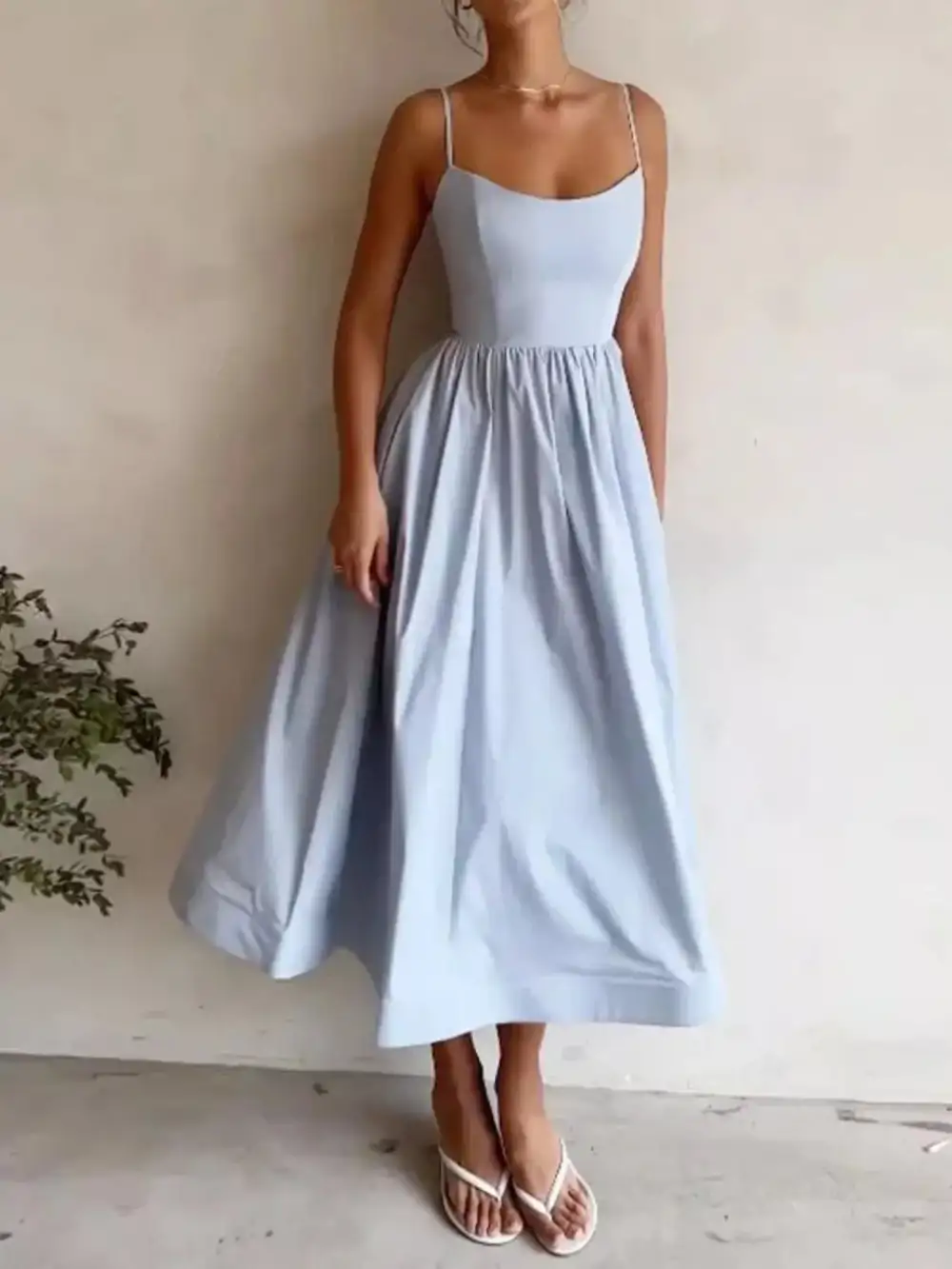 Scoop Neck Midi Dress