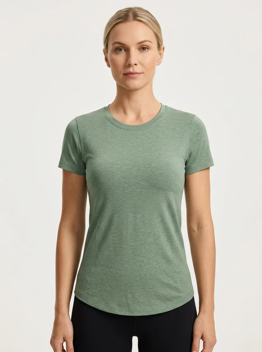 Women's Heathered Curved-Hem Training T-Shirt
