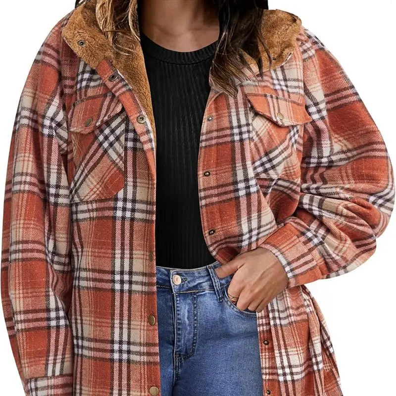 Plus Size Women Flannel Plaid Shacket Jacket Cozy Warmth, Effortless Style – Made for Every Body