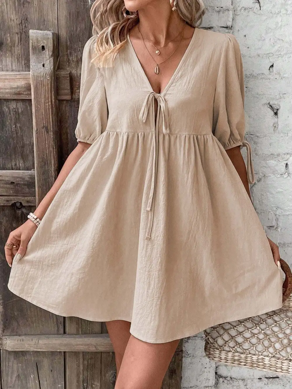 Puff Sleeve Mini Dress
