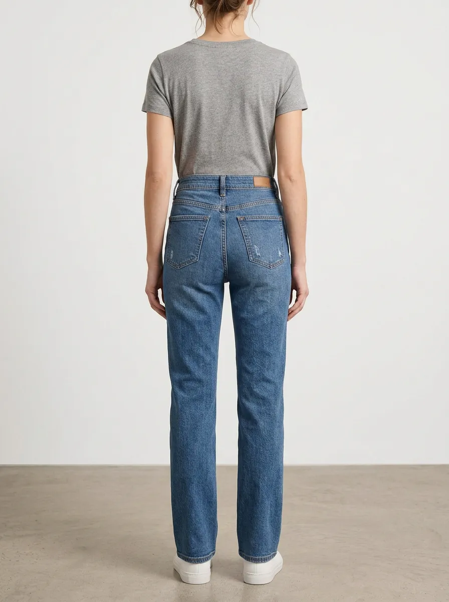 Refined-Essential High-Rise Straight-Leg Denim Jeans