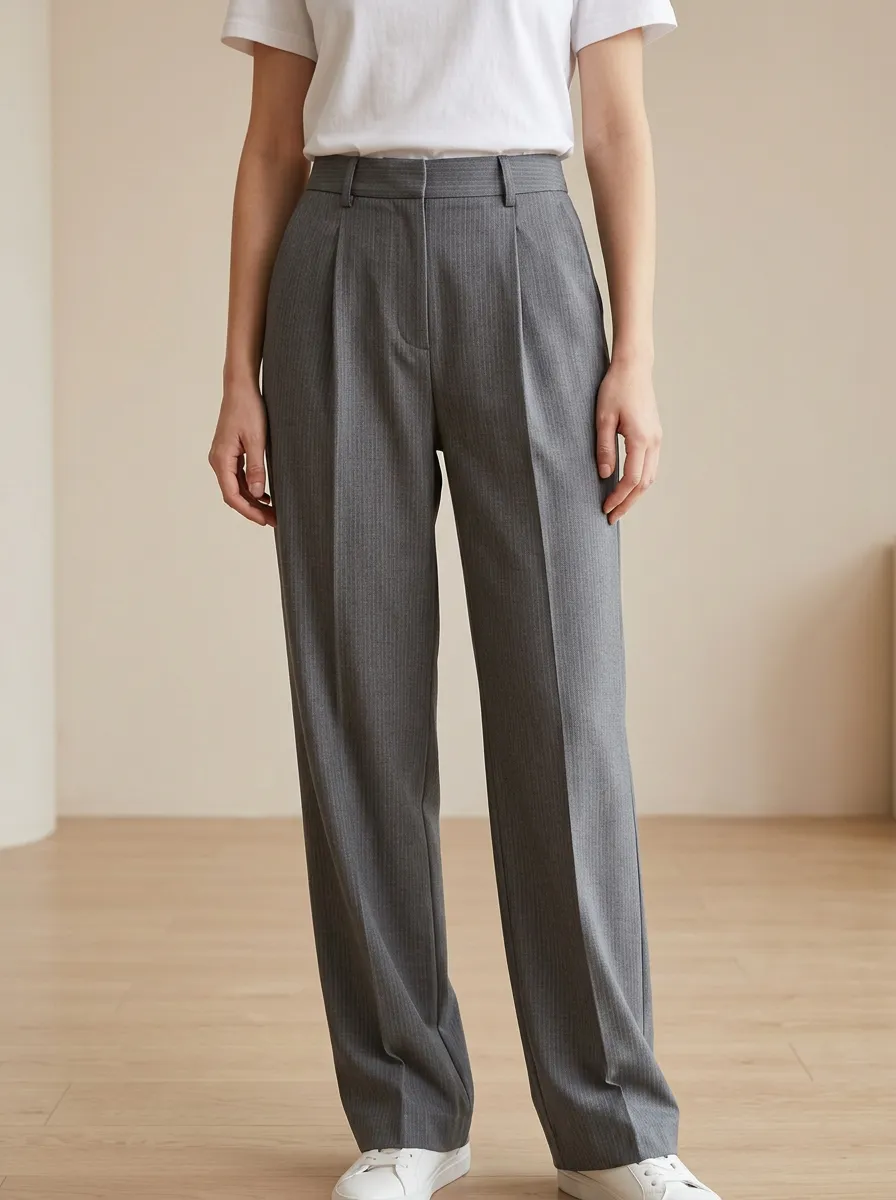 Women's Business Casual Herringbone Pattern Print Trousers