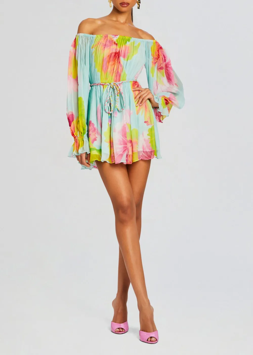 Off The Shoulder Colorful Romper