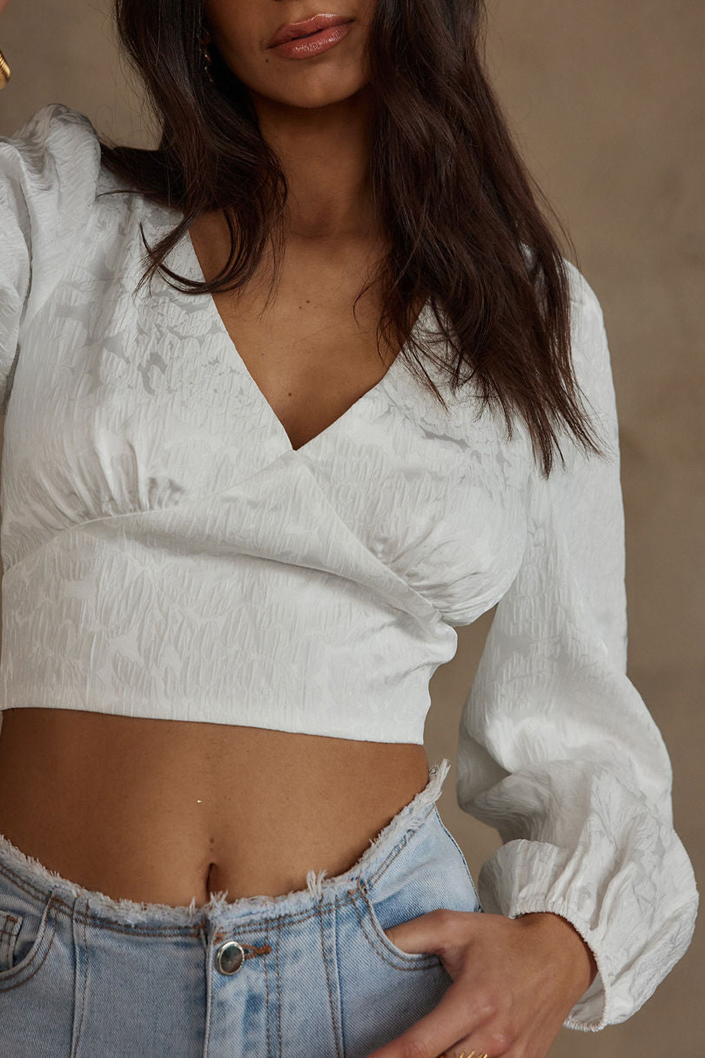 White V-Neck Floral Shirt