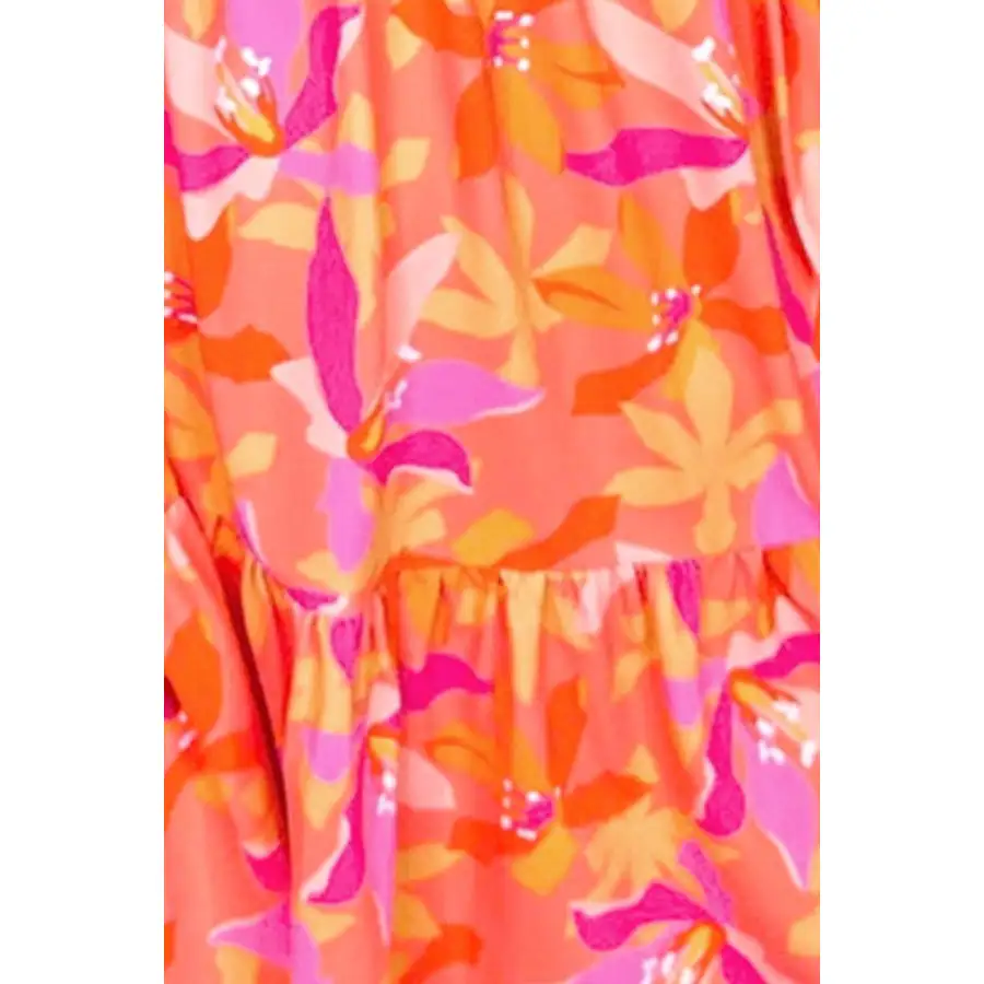 Tiered Printed Notched Mini Dress