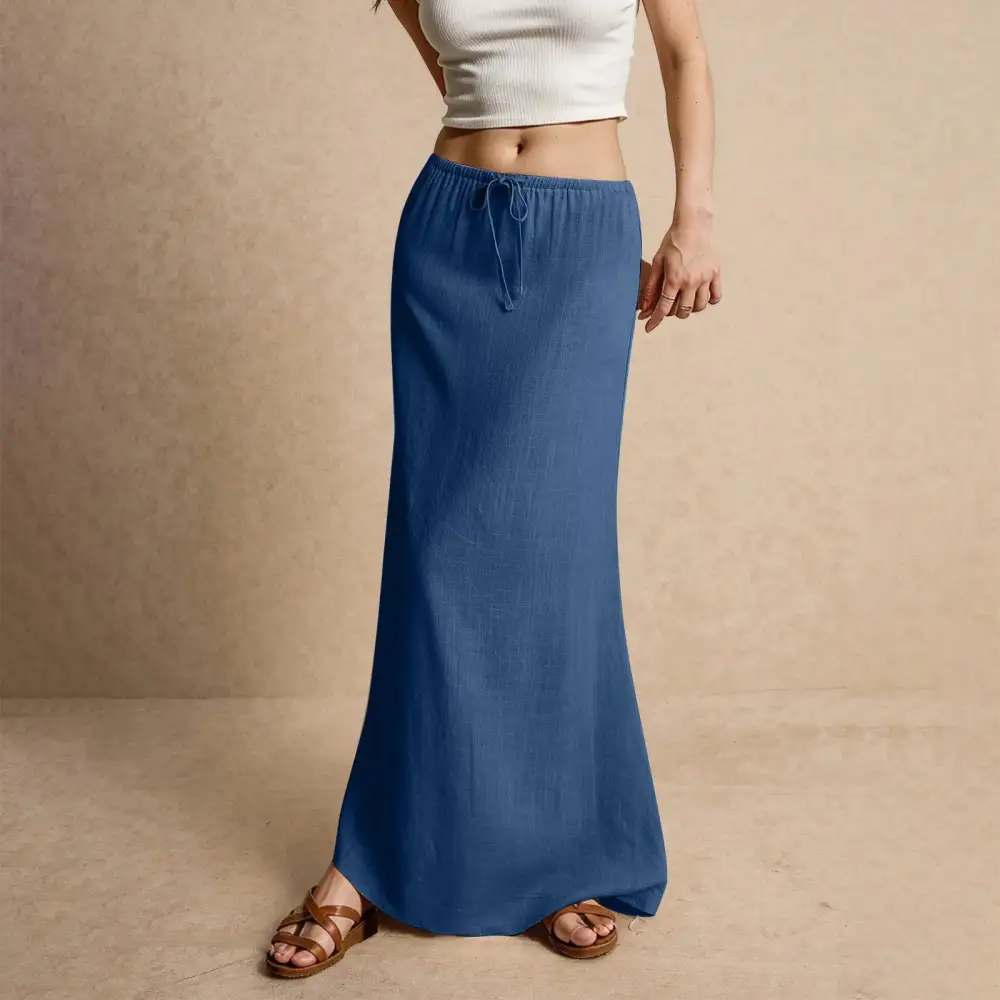 Satin A-Line Drawstring Skirt