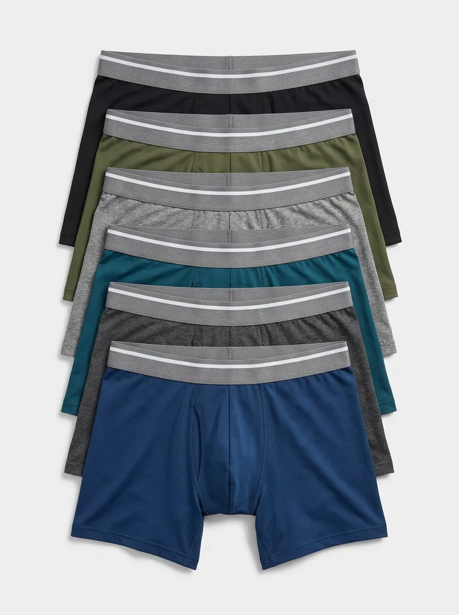 Men's Multi-Color Solid Basic 6-Pack Boxer Briefs