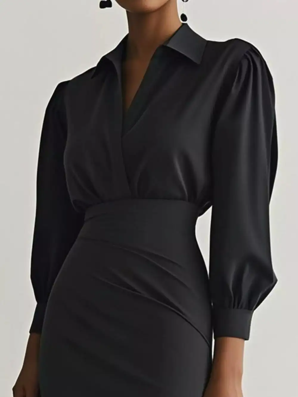 Comfort Fit Ruched Slit Midi Dress